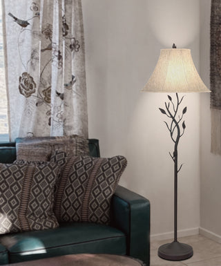 Iron One Light Floor Lamp in Black