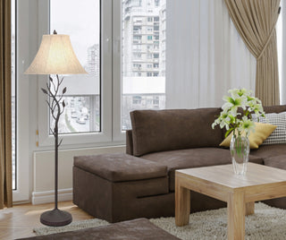 Iron One Light Floor Lamp in Black