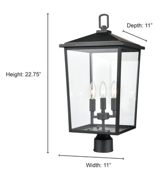 Fetterton 3-Light Outdoor Post Lantern Powder Coated Black