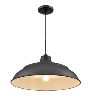 R Series 1-Light Cord Hung Aluminum Warehouse Satin Black