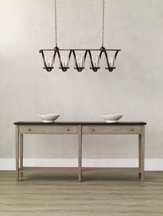 Maximus Five Light Chandelier in Pyrite Bronze/Clear