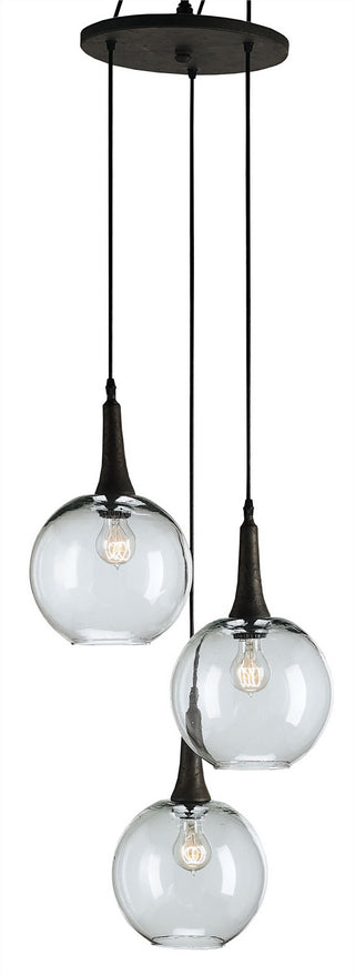 Currey and Company - 9969 - Three Light Pendant - Beckett - Emery Rust/Clear