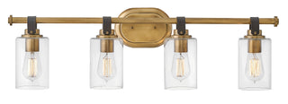 Halstead Large Four Light Vanity in Heritage Brass