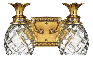 Plantation Small Two Light Vanity in Burnished Brass