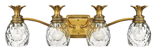 Plantation Large Four Light Vanity in Burnished Brass