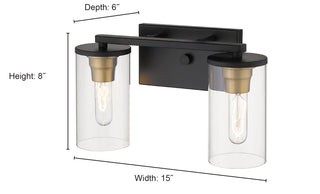 Pasadena 2-Light Vanity Matte Black/Heirloom Bronze