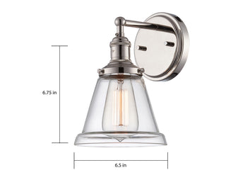 Vintage One Light Wall Sconce in Polished Nickel
