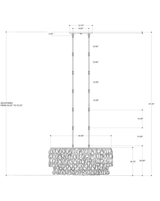 Oyster Shell Five Light Chandelier in Natural/Blacksmith