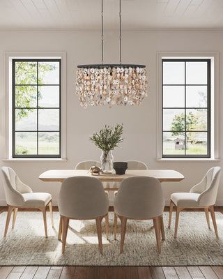 Oyster Shell Five Light Chandelier in Natural/Blacksmith