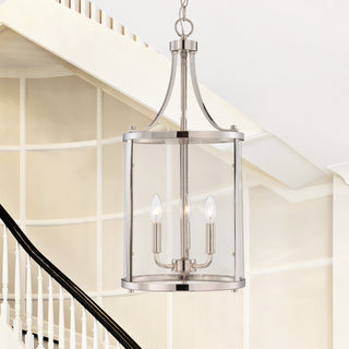 Penrose Three Light Foyer Pendant in Polished Nickel