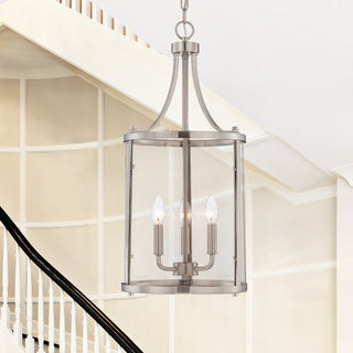 Penrose Three Light Foyer Pendant in Satin Nickel