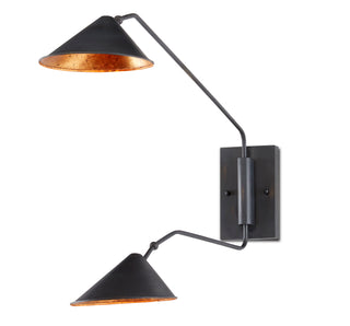 Serpa Two Light Wall Sconce in French Black/Gold Leaf