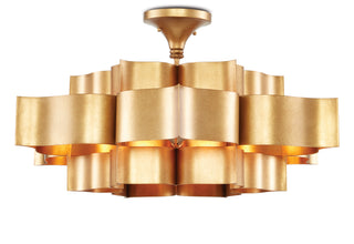 Grand Lotus Six Light Chandelier in Antique Gold Leaf