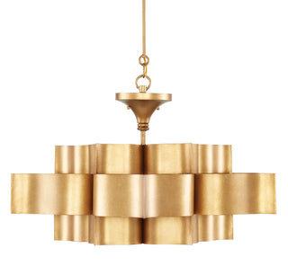 Grand Lotus Six Light Chandelier in Antique Gold Leaf
