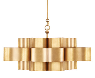 Grand Lotus Six Light Chandelier in Antique Gold Leaf