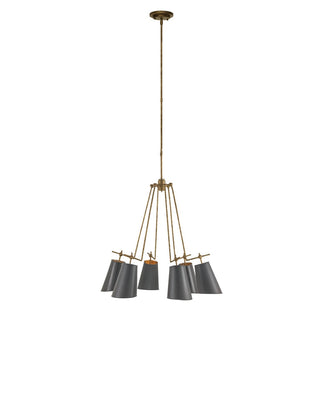 Jean-Louis Six Light Chandelier in Old Brass/Marbella Black/Contemporary Gold Leaf