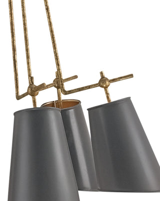 Jean-Louis Six Light Chandelier in Old Brass/Marbella Black/Contemporary Gold Leaf