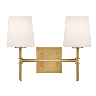 Saunders Small Two Light Vanity in Lacquered Brass