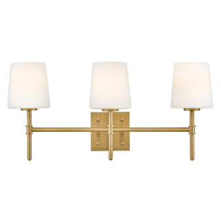Saunders Medium Three Light Vanity in Lacquered Brass