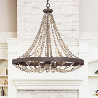 Mallory Five Light Pendant in Fossil Stone