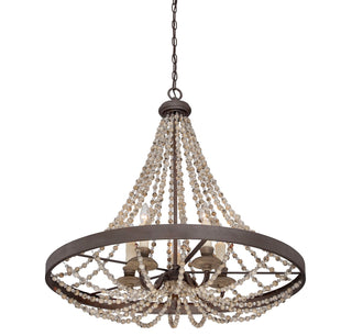 Mallory Five Light Pendant in Fossil Stone