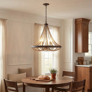 Mallory Five Light Pendant in Fossil Stone