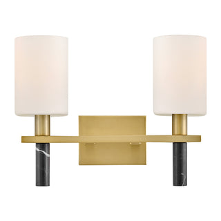 Turin Small Two Light Vanity in Lacquered Brass