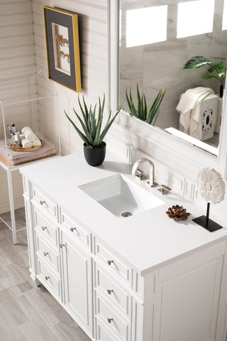 48 Inch Bristol Freestanding Vanity in Bright White / White Zeus Top
