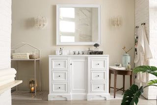 49.25 Inch De Soto Freestanding Vanity in Bright White / White Zeus Top