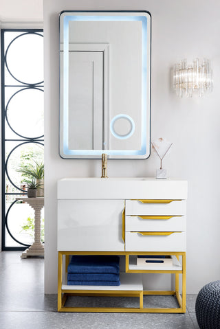 35.375 Inch Columbia Freestanding Vanity in Glossy White / Glossy White Top