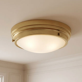 Lucerne Three Light Flush Mount in Warm Brass