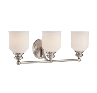 Melrose Three Light Bath Bar in Satin Nickel
