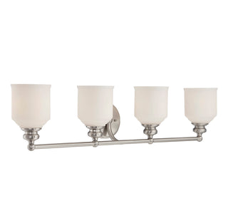 Melrose Four Light Bath Bar in Satin Nickel