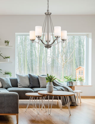 Durham Five Light Chandelier in Satin Nickel