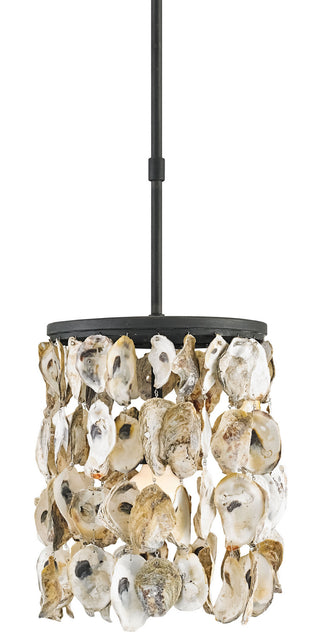 Oyster Shell One Light Pendant in Natural/Blacksmith