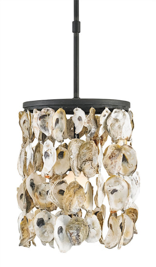 Currey and Company - 9250 - One Light Pendant - Oyster Shell - Natural/Blacksmith