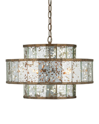 Fantine Four Light Chandelier in Antique Mirror/Pyrite Bronze