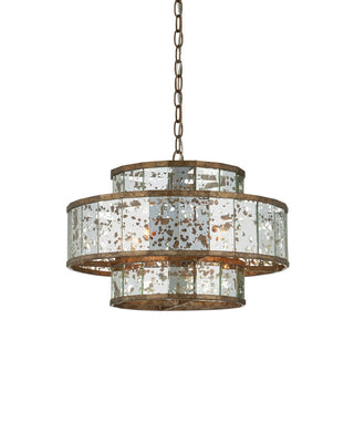 Currey and Company - 9759 - Four Light Chandelier - Fantine - Antique Mirror/Pyrite Bronze