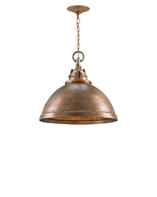 Admiral One Light Pendant in Copper/Antique Brass