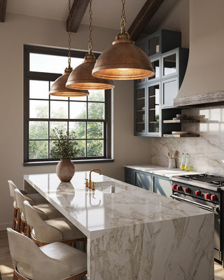 Admiral One Light Pendant in Copper/Antique Brass