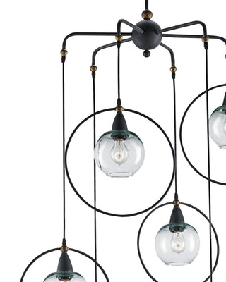 Moorsgate Six Light Pendant in Blacksmith/Old Brass/Clear