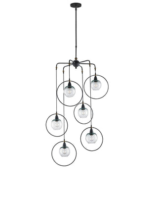 Moorsgate Six Light Pendant in Blacksmith/Old Brass/Clear