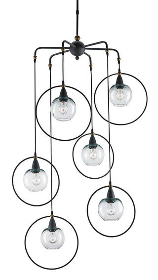 Currey and Company - 9869 - Six Light Pendant - Moorsgate - Blacksmith/Old Brass/Clear