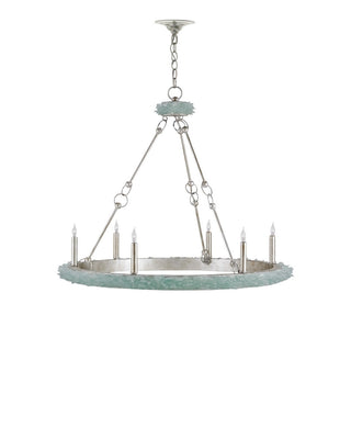 Tidewater Six Light Chandelier in Seaglass/Silver Granello