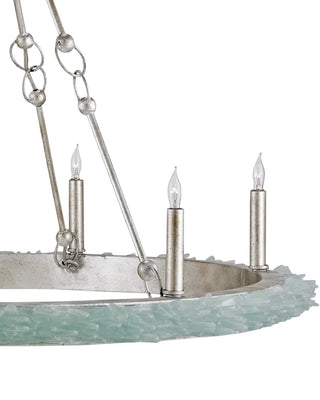Tidewater Six Light Chandelier in Seaglass/Silver Granello