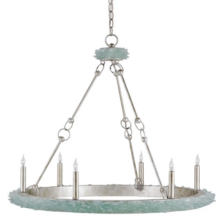 Currey and Company - 9870 - Six Light Chandelier - Tidewater - Seaglass/Silver Granello