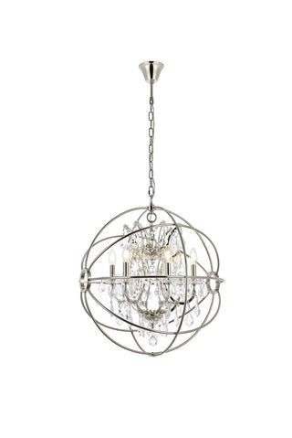 Elegant Lighting - 1130D25PN/RC - Six Light Chandelier - Geneva - Polished nickel