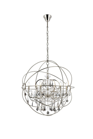 Elegant Lighting - 1130D32PN-SS/RC - Six Light Chandelier - Geneva - Polished nickel