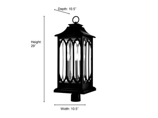 Mallorey 3-Light Outdoor Post Lantern Powder Coated Black
