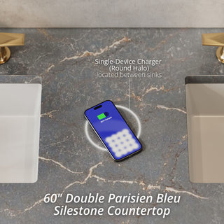 60 Inch Lorelai Freestanding Vanity in Black Onyx / Parisien Bleu Top